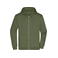 Sudadera con capucha y cremallera hombre JN756. Color olive.