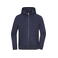 Sudadera con capucha y cremallera reciclada unisex JN8043. Color navy.