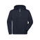 Sudadera con capucha y media cremallera orgánica unisex JN839. Color navy.