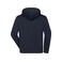 Sudadera con capucha y media cremallera orgánica unisex JN839. Color navy.