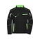 Chaqueta de trabajo softshell unisex JN853. Color black/lime/green.