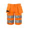 Pantalón corto de alta visibilidad hombre 6535. Color naranja/negro.