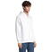 Sudadera con capucha y cremallera sostenible unisex Calipso. Color blanco.