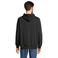 Sudadera con capucha y cremallera sostenible unisex Calipso. Color negro.