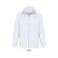 Sudadera con capucha y cremallera sostenible unisex Calipso. Color blanco.