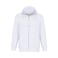 Sudadera con capucha y cremallera sostenible unisex Calipso. Color blanco.