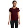 Camiseta sostenible ajustada mujer Pioneer Women. Color rojo burdeos.