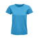Camiseta sostenible ajustada mujer Pioneer Women. Color azul aqua.