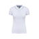 Polo mujer K251. Color blanco/azul cielo/gris claro.