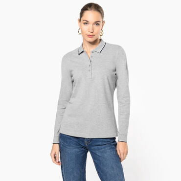 Polo piqué manga larga mujer K281