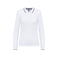 Polo piqué manga larga mujer K281. Color blanco/azul marino/rojo.