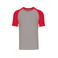 Camiseta beisbol hombre K330. Color gris claro/rojo.