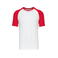 Camiseta beisbol hombre K330. Color blanco/rojo.