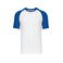 Camiseta beisbol hombre K330. Color blanco/azul real.
