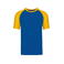 Camiseta beisbol hombre K330. Color azul real/amarillo.