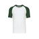 Camiseta beisbol hombre K330. Color blanco/verde bosque.