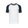 Camiseta beisbol hombre K330. Color blanco/azul marino.