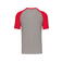 Camiseta beisbol hombre K330. Color gris claro/rojo.