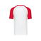 Camiseta beisbol hombre K330. Color blanco/rojo.