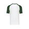 Camiseta beisbol hombre K330. Color blanco/verde bosque.