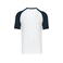 Camiseta beisbol hombre K330. Color blanco/azul marino.