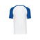 Camiseta beisbol hombre K330. Color blanco/azul real.