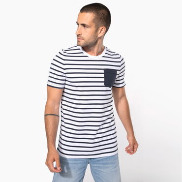 Camiseta rayas con bolsillo hombre K378