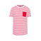 Camiseta rayas con bolsillo hombre K378. Color rayas blancas y rojas.