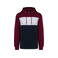 Sudadera capucha unisex K4016. Color vino/blanco/azul marino.
