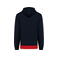 Sudadera capucha unisex K4016. Color azul marino/blanco/rojo.