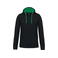 Sudadera capucha hombre K446. Color negro/verde kelly claro.