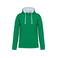 Sudadera capucha hombre K446. Color verde kelly claro/blanco.