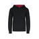 Sudadera capucha contrastada niño K453. Color negro/rojo.