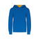 Sudadera capucha contrastada niño K453. Color azul real claro/amarillo.