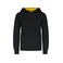 Sudadera capucha contrastada niño K453. Color negro/amarillo.