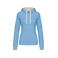 Sudadera capucha contrastada mujer K465. Color azul cielo/blanco.