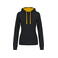 Sudadera capucha contrastada mujer K465. Color negro/amarillo.