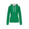 Sudadera capucha contrastada mujer K465. Color verde kelly claro/blanco.