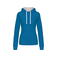 Sudadera capucha contrastada mujer K465. Color azul tropical/blanco.