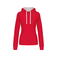 Sudadera capucha contrastada mujer K465. Color rojo/blanco.
