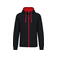 Sudadera capucha y cremallera hombre K466. Color negro/rojo.