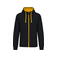 Sudadera capucha y cremallera hombre K466. Color negro/amarillo.