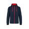 Sudadera capucha y cremallera hombre K466. Color azul marino/rojo.