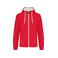 Sudadera capucha y cremallera hombre K466. Color rojo/blanco.