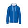 Sudadera capucha y cremallera hombre K466. Color azul real claro/blanco.