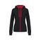 Sudadera capucha y cremallera mujer K467. Color negro/rojo.