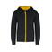 Sudadera capucha y cremallera niño K486. Color negro/amarillo.