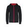 Sudadera capucha y cremallera niño K486. Color negro/rojo.