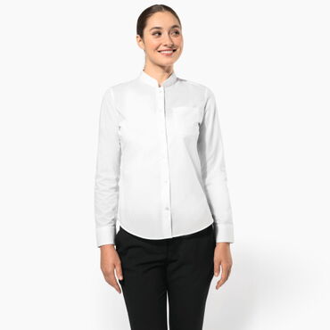 Camisa cuello Mao manga larga mujer K514