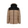 Plumífero capucha combinado unisex K6163. Color arena mojada/negro.